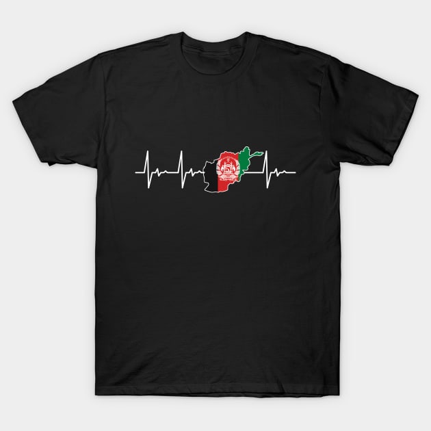 Afghanistan Heartbeat Afghan Flag T-Shirt by TeeA